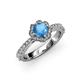 4 - Florus Blue Topaz and Diamond Halo Engagement Ring  