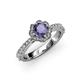 4 - Florus Iolite and Diamond Halo Engagement Ring  