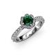 4 - Florus Emerald and Diamond Halo Engagement Ring  