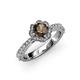 4 - Florus Smoky Quartz and Diamond Halo Engagement Ring  