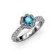 4 - Florus London Blue Topaz and Diamond Halo Engagement Ring  