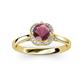 3 - Myrna Round Rhodolite Garnet and Diamond Halo Engagement Ring 