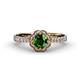 3 - Florus Green Garnet and Diamond Halo Engagement Ring  