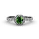 3 - Florus Green Garnet and Diamond Halo Engagement Ring  