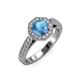 4 - Aura Blue Topaz and Diamond Halo Engagement Ring  
