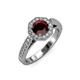 4 - Aura Red Garnet and Diamond Halo Engagement Ring  