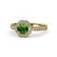 1 - Aura Green Garnet and Diamond Halo Engagement Ring  