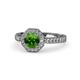 1 - Aura Green Garnet and Diamond Halo Engagement Ring  