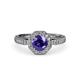 3 - Aura Iolite and Diamond Halo Engagement Ring  