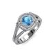 4 - Elle Blue Topaz and Diamond Double Halo Engagement Ring 