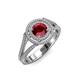 4 - Elle Ruby and Diamond Double Halo Engagement Ring 