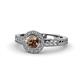 1 - Meir Smoky Quartz and Diamond Halo Engagement Ring 