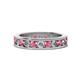 1 - Celina 3.00 mm Round Rhodolite Garnet and Diamond Eternity Band 