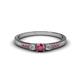 1 - Tresu Rhodolite Garnet and Diamond Three Stone Engagement Ring 