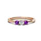 1 - Quyen 0.49 ctw (4.00 mm) Round Natural Diamond and Amethyst Three Stone Engagement Ring  