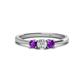 1 - Quyen 0.49 ctw (4.00 mm) Round Natural Diamond and Amethyst Three Stone Engagement Ring  