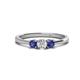 1 - Quyen 0.49 ctw (4.00 mm) Round Natural Diamond and Iolite Three Stone Engagement Ring  