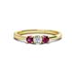 1 - Quyen 0.57 ctw (4.00 mm) Round Natural Diamond and Rhodolite Garnet Three Stone Engagement Ring  