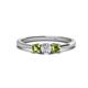 1 - Quyen 0.57 ctw (4.00 mm) Round Natural Diamond and Peridot Three Stone Engagement Ring  