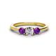 1 - Quyen 0.90 ctw (5.00 mm) Round Natural Diamond and Amethyst Three Stone Engagement Ring  