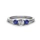 1 - Quyen 0.90 ctw (5.00 mm) Round Natural Diamond and Iolite Three Stone Engagement Ring  