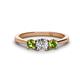 1 - Quyen 1.13 ctw (5.00 mm) Round Natural Diamond and Peridot Three Stone Engagement Ring  