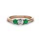 1 - Quyen 1.00 ctw (5.00 mm) Round Natural Diamond and Emerald Three Stone Engagement Ring  