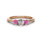 1 - Quyen 1.03 ctw (5.00 mm) Round Natural Diamond and Pink Sapphire Three Stone Engagement Ring  