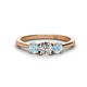 1 - Quyen 0.90 ctw (5.00 mm) Round Natural Diamond and Aquamarine Three Stone Engagement Ring  