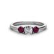 1 - Quyen 1.13 ctw (5.00 mm) Round Natural Diamond and Rhodolite Garnet Three Stone Engagement Ring  