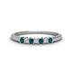 1 - Erica 2.00 mm Princess Cut Blue and White Diamond 7 Stone Wedding Band 