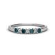 1 - Erica 2.50 mm Princess Cut London Blue Topaz and Diamond 7 Stone Wedding Band 