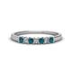 1 - Erica 2.50 mm Princess Cut Blue and White Diamond 7 Stone Wedding Band 
