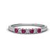 1 - Erica 2.50 mm Princess Cut Rhodolite Garnet and Diamond 7 Stone Wedding Band 