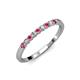 4 - Clara 2.40 mm Rhodolite Garnet and Diamond 10 Stone Wedding Band 