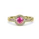 4 - Meir Lab Created Pink Sapphire and Diamond Halo Engagement Ring 