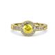 4 - Meir Lab Created Yellow Sapphire and Diamond Halo Engagement Ring 