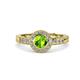 4 - Meir Peridot and Diamond Halo Engagement Ring 