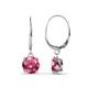 1 - Grania Pink Tourmaline (6.5mm) Solitaire Dangling Earrings 
