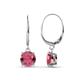 1 - Grania Rhodolite Garnet (6.5mm) Solitaire Dangling Earrings 