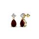 1 - Arina Pear Shape 7x5 mm Red Garnet and Diamond Dangle Stud Earrings 
