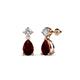 1 - Arina Pear Shape 7x5 mm Red Garnet and Diamond Dangle Stud Earrings 