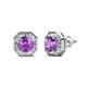 1 - Kaia Amethyst and Diamond Halo Stud Earrings 
