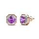 1 - Kaia Amethyst and Diamond Halo Stud Earrings 