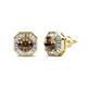 1 - Kaia Smoky Quartz and Diamond Halo Stud Earrings 
