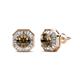 1 - Kaia Smoky Quartz and Diamond Halo Stud Earrings 