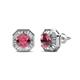 1 - Kaia Rhodolite Garnet and Diamond Halo Stud Earrings 