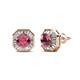 1 - Kaia Rhodolite Garnet and Diamond Halo Stud Earrings 