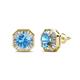 1 - Kaia Blue Topaz and Diamond Halo Stud Earrings 