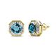 1 - Kaia London Blue Topaz and Diamond Halo Stud Earrings 